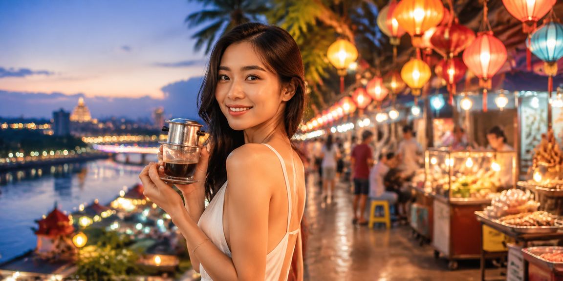 Người dùng tại Huế đăng ký nhận thưởng trên máy tính bên ly cà phê